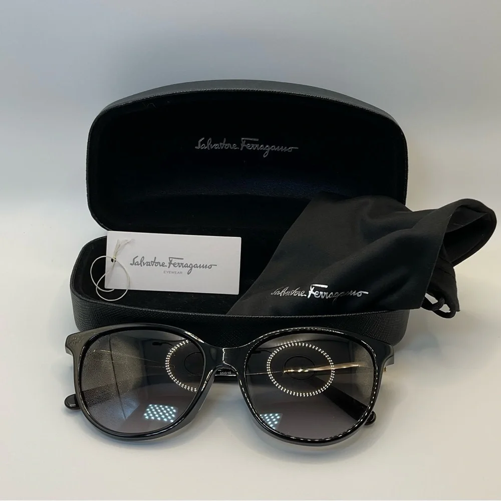 NEW Salvatore Ferragamo Sunglasses Black with Ombré lenses